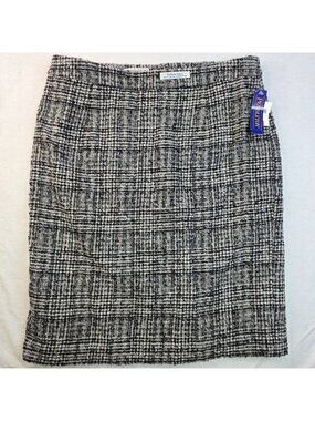 Vintage Pendleton Tweed Wool Pencil Skirt 16 Black Quiet Luxury Office Business